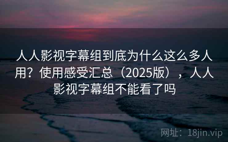 人人影视字幕组到底为什么这么多人用？使用感受汇总（2025版），人人影视字幕组不能看了吗